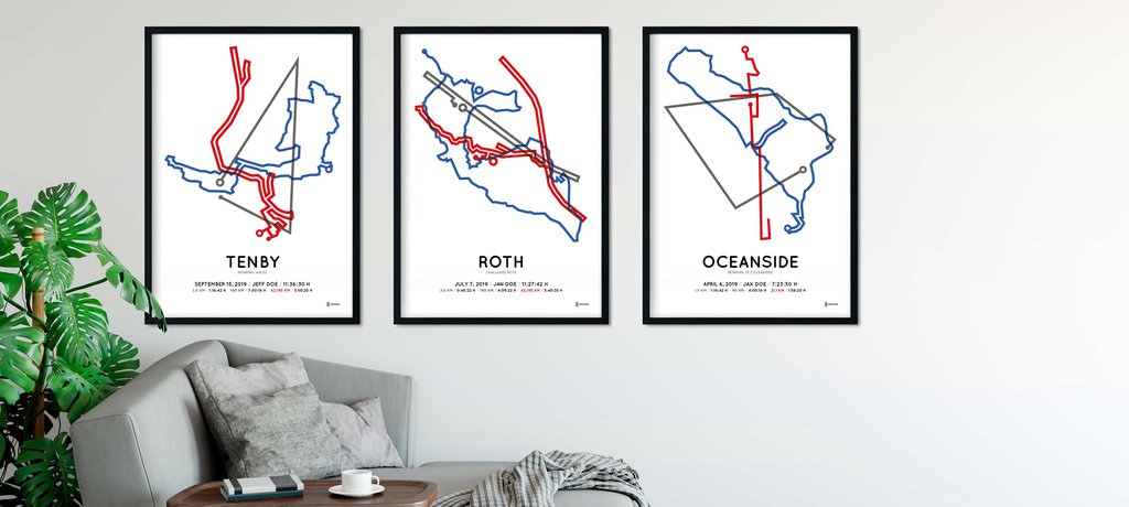 Sportymaps triathlon ironman course prints